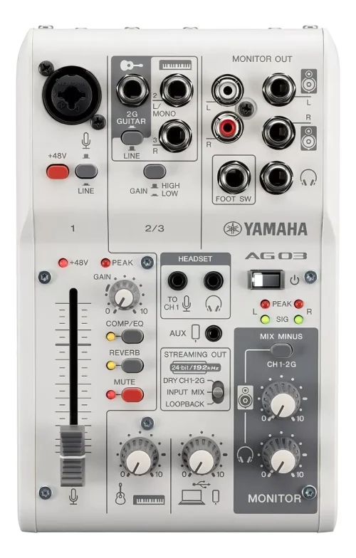 Consola Mixer Yamaha AG03MK2 W Para Streaming - 3 Canales